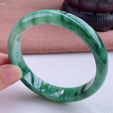Zheru Jewelry Natural Burmese Jade Green Flower Bracelet 54-64mm