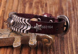 Brown Leather Bracelet Wristband wavy Studs Cuff Unisex&Men's