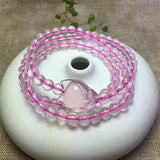 Pink Natural Crystal Bracelets 6mm Round Beads With Crystal Fox Bracelets