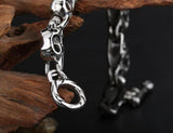 Stainless Steel Biker Skeleton Skull Bracelet Ghost Bangle Chain 8.5in