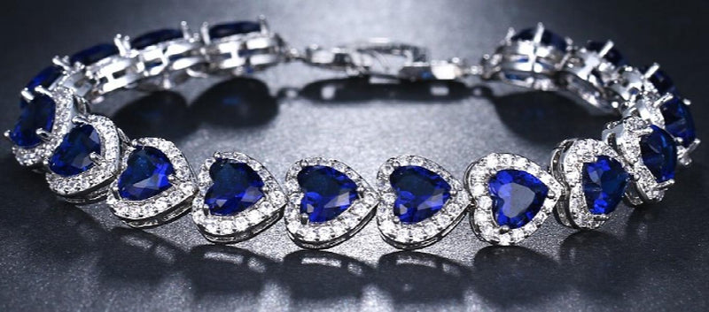 Multicolor CZ Crystal Heart Bracelet for Women Girls