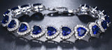 Multicolor CZ Crystal Heart Bracelet for Women Girls