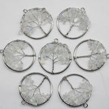 10Pcs Natural Stone 30mm Mix Quartz Crystal Lapis Tree of Life Pendant