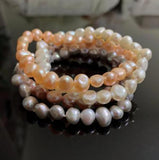 Baroque Freshwater Pearl Elastic Bracelet - Pink Lavender