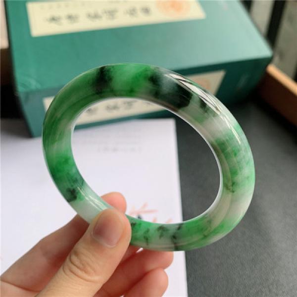 Zheru Jewelry Natural Burmese Jadeite Light Two-Color 54-64mm Bracelet