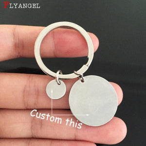 Personalized Men Women Jewelry Keyring Engraved Name Date Gift For Couples