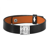 Custom Leather Bracelet for Men with Stainless Steel Plate