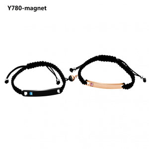 USPS Engraving Braided String Bracelets for Couples Women Men