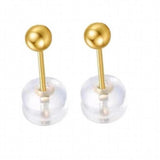 18K Stud Earrings Beans AU750 Jewelry 3mm