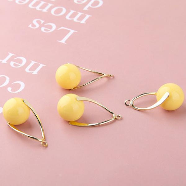 Pastel Round Earring Ball Tassel Charms Resin Ornament 30pcs