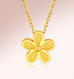24k Pure Gold Flower Pendant for Women