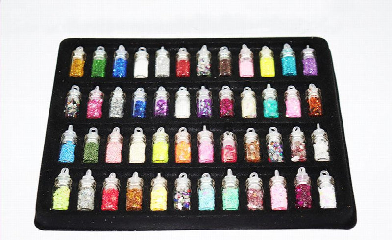 48 Bottles Flash Powder Sequins Glitter Set for DIY Crafts UV Resin Mold Acc