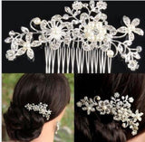 Vintage Rhinestone Inlaid Flower Hair Comb for Women