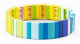 Rainbow Enamel Tile Beaded Bracelet for Women