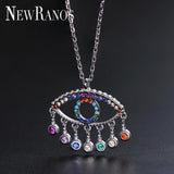 925 Silver Colorful CZ Evil Eye Necklace for Women