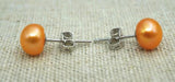 Orange Pearl Earring S925 Sterling Silver Stud Fine Jewelry Wedding