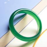 Zheru Jewelry Natural Agate Chalcedony Green Bracelet 54-64mm