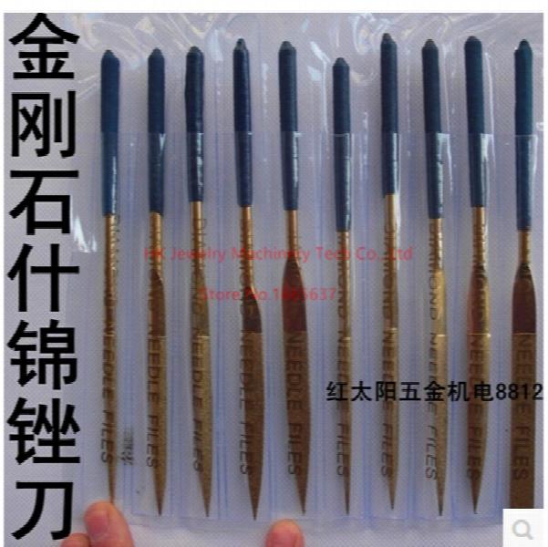 4x160mm Titanium Coated Diamond Needle Files Set 10pcs Carving Tool Kit