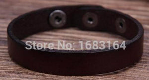 Dark Brown Leather Wristband Cuff Bracelet 1.1cm Width