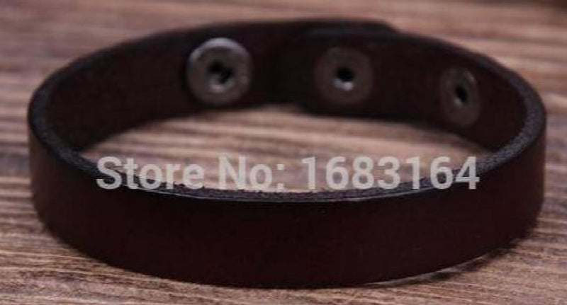 Dark Brown Leather Wristband Cuff Bracelet 1.1cm Width
