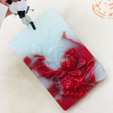 Natural Chicken Blood Jade Carved Flower Pendant Necklace