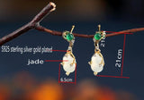 S925 Sterling Silver Gold-Plated Hetian Jade Gourd Earrings