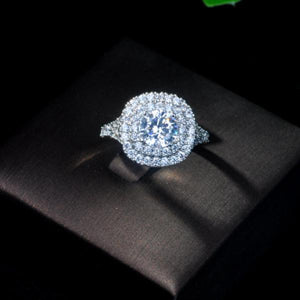 CZ Wedding Engagement Party Crown Round Stone Ring R-13