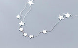 925 Sterling Silver Stars Pendant Choker Necklace