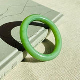 Zheru Jewelry Green Hetian Jade Bracelet 54-64mm for Mother, Girlfriend