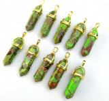Natural Stone Lapis Turquoises Quartz Crystal Hexagonal Pendants