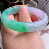 Natural Myanmar Jadeite 54-64mm Green Purple Bracelet Princess Jewelry