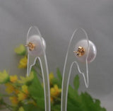 14mm Coin Freshwater Pearl Silver Stud Earrings