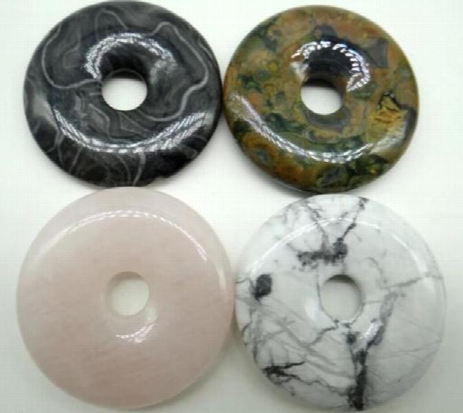 40mm Natural Stone Quartz Crystal Safety Button Pendant for DIY Jewelry Making