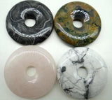 40mm Natural Stone Quartz Crystal Safety Button Pendant for DIY Jewelry Making