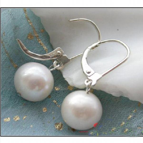 10MM Freshwater Pearl Dangle Earrings 925 Sterling Silver Women Gift