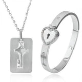 ZG Love Heart Lock Key Couple Bracelet Set Stainless Steel Jewelry