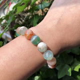 Green Cherry Blossom Stone Bracelet Agate Round Bead Crystal Healing