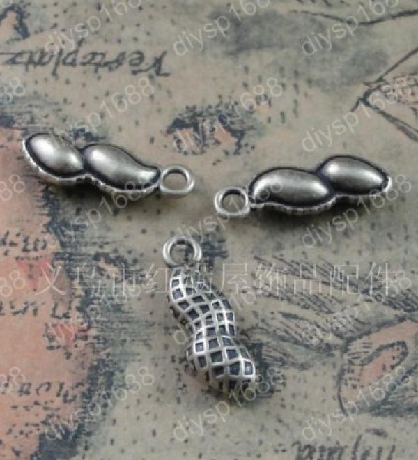 100 pcs Antique Bronze Plated 18*6MM Peanut Charms Pendants