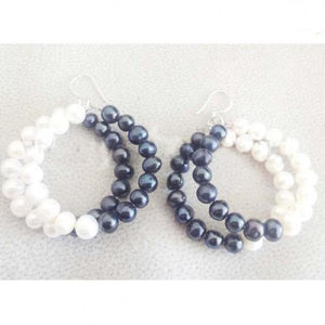 Real Pearl Earrings AA 7-8MM Freshwater S925 Silver Dangle
