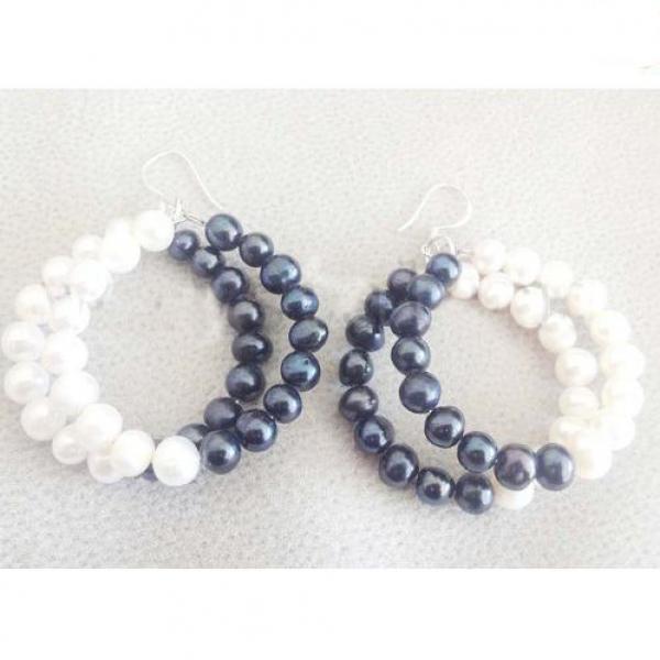 Real Pearl Earrings AA 7-8MM Freshwater S925 Silver Dangle