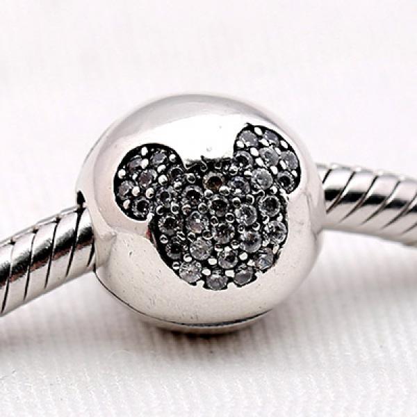 925 Silver Pave Clip Charm Beads Fit Bracelet Pendant