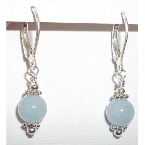 Aquamarine Gemstone Silver Earrings Charming Lady Gift Wedding