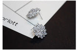 925 Silver Flower Zircon Earrings Exquisite Feminine Jewelry
