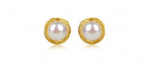 14k Hand Woven Fresh Water Pearl Earrings