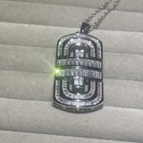 925 Silver Pendant Necklace Square Simulated Diamond Platinum Cocktail Jewelry