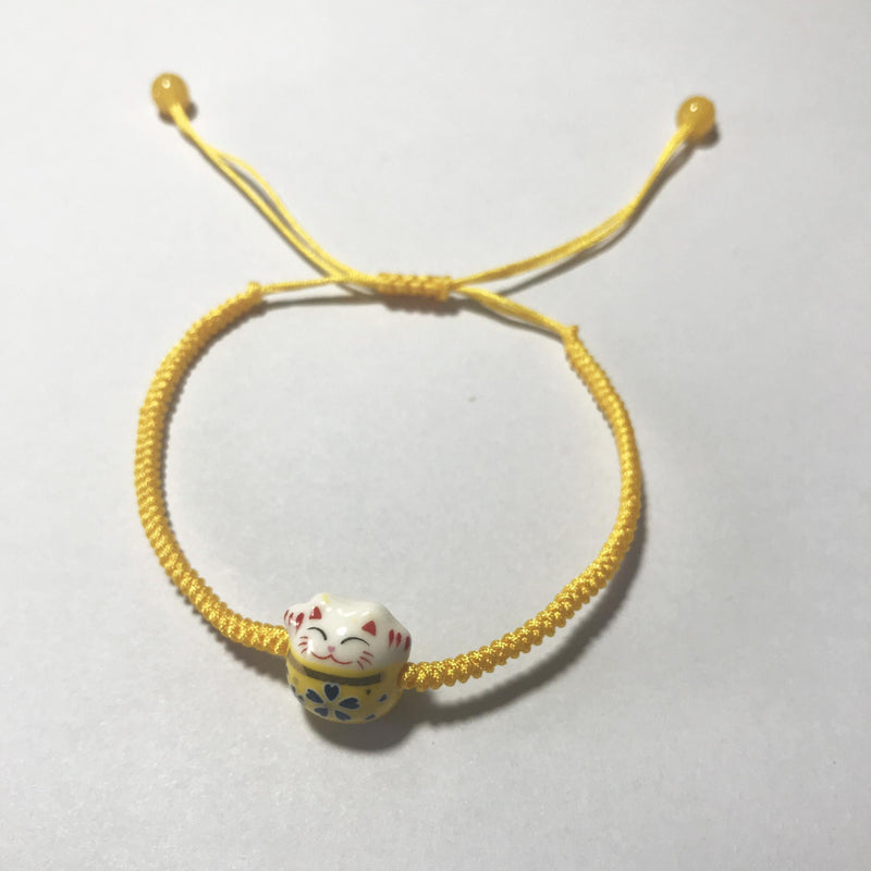 Lucky Cat Ceramic Beads Bracelet Red Rope Bangle Women's Jewelry