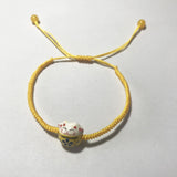 Lucky Cat Ceramic Beads Bracelet Red Rope Bangle Women's Jewelry
