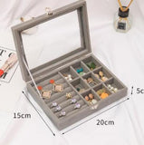 Flannel Jewelry Box with Lid Ring Earring Storage