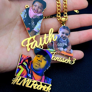 Kids Name Necklace Acrylic Picture Pendant Gift