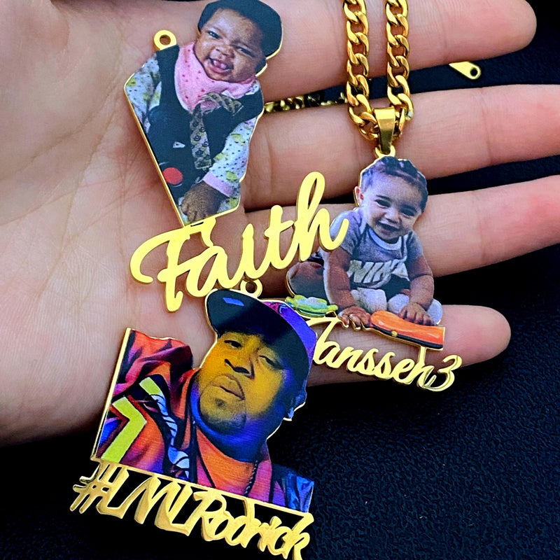 Kids Name Necklace Acrylic Picture Pendant Gift